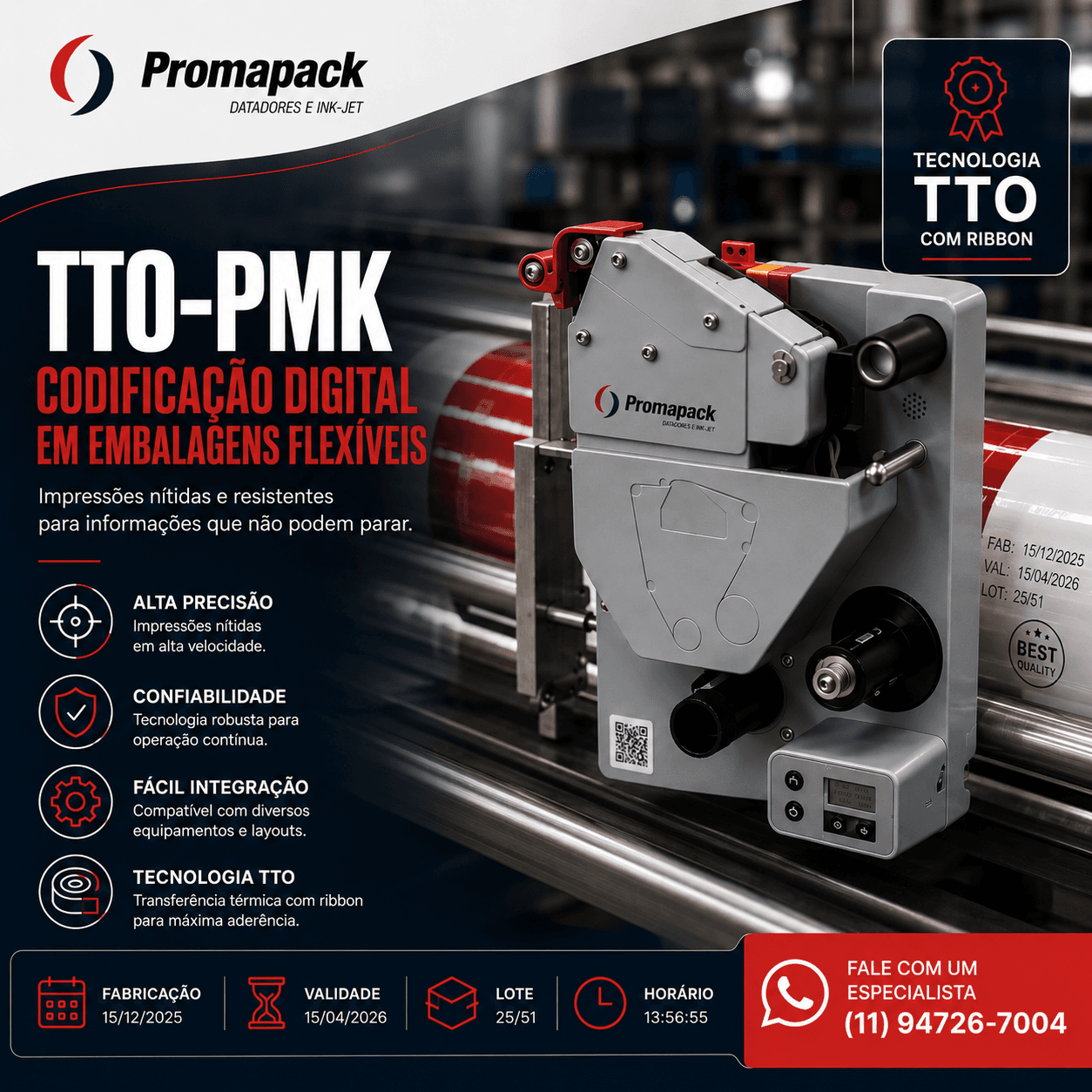 TTO-PMK instalado em estrutura para avaliação de codificação em linha