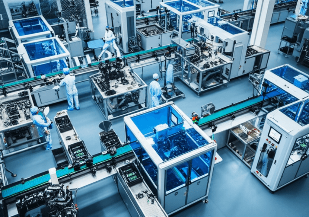 Datadores industriais em linha de produção