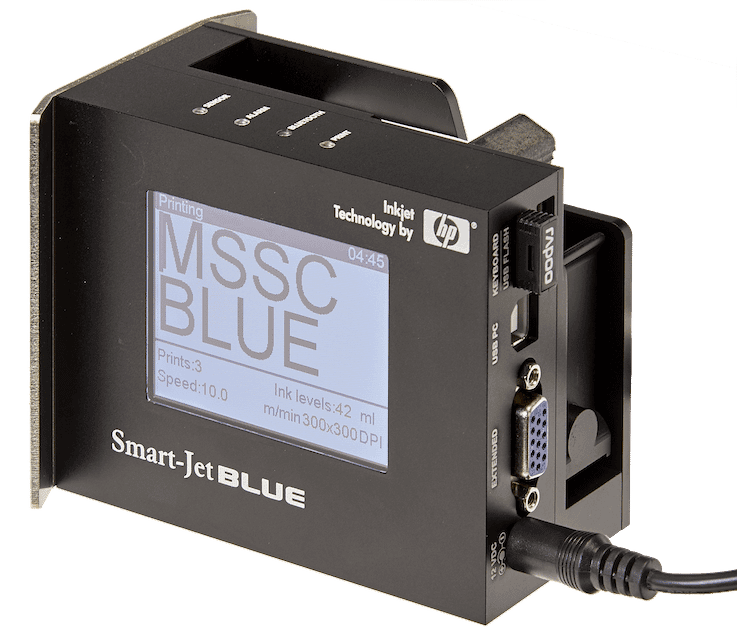 Datador industrial Smart-Jet BLUE com tela e alojamento de cartucho