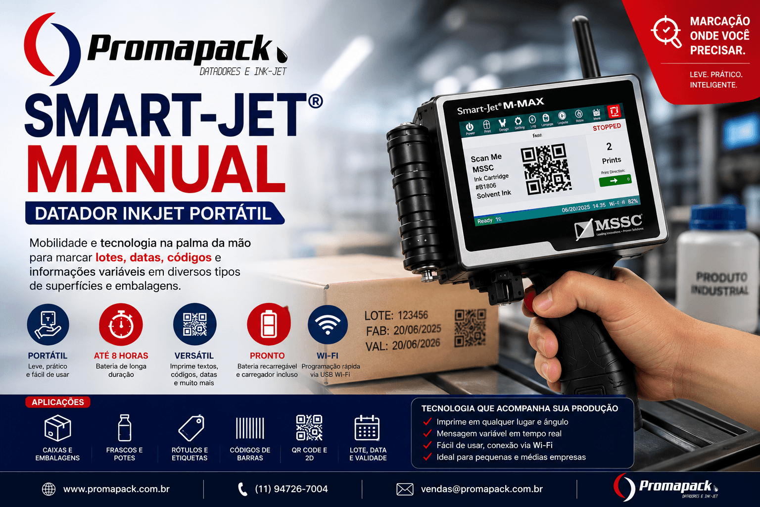 Conjunto SmartJet Manual para operação compatível fora da linha